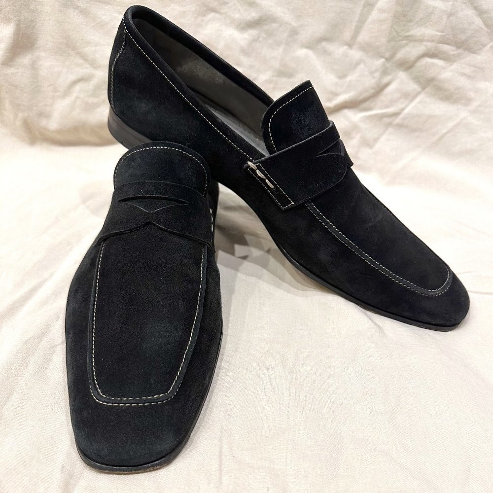 Magnanni black suede loafers